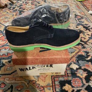 Walk-Over Blue/Green Suede Derbies